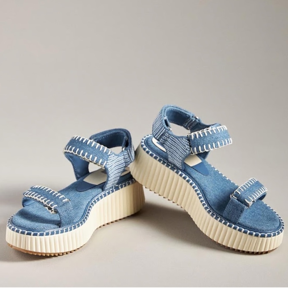 Dolce Vita Debra Platform Denim Ankle Strap  Sandals Women’s Size 8.5